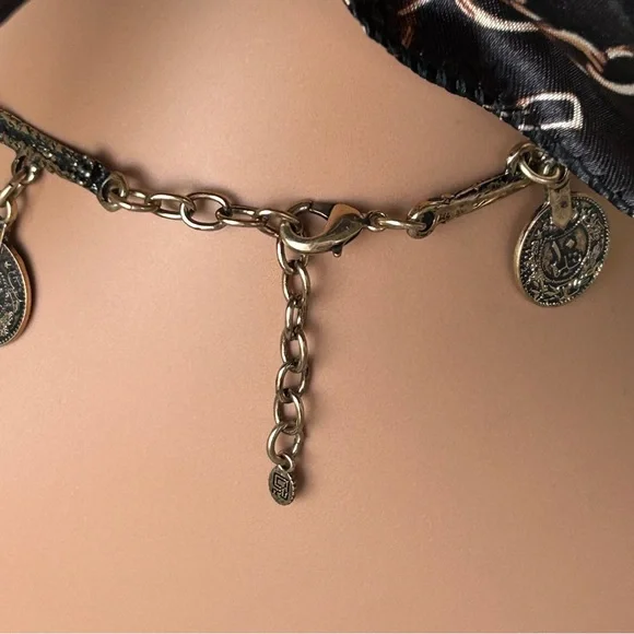 Southwestern Style Turquoise and Gold Banjar Coin Necklace Set - Picture 10 of 13